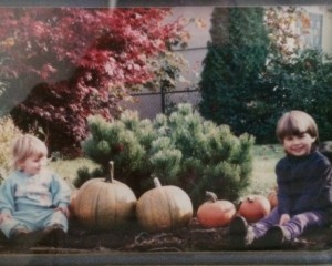 Years ago picture of my little pumpkins with our pumpkin harvest from our garden.