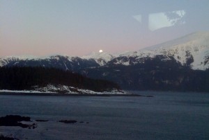 Blue Moon Rising at Dusk - 3:30 PM Alaska Time.  