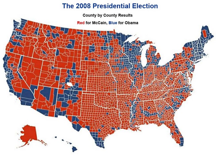 What a fascinating picture of the 2008 US Presidential Election.